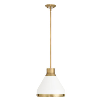Luminaire suspendu en laiton naturel 1 lumière avec abat-jour en métal bleu mat Randel