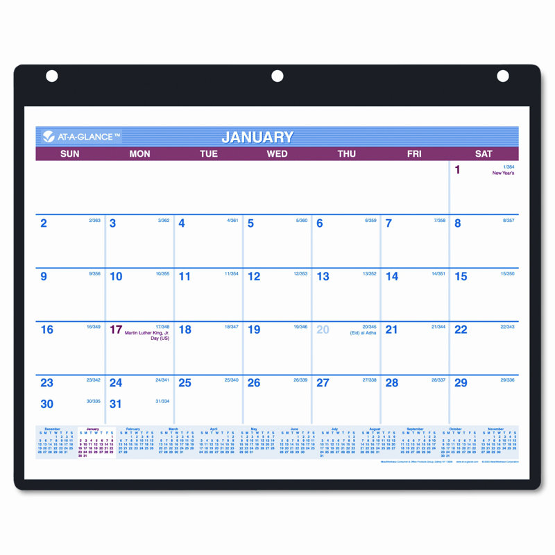 Calendrier mensuel de coussin de bureau