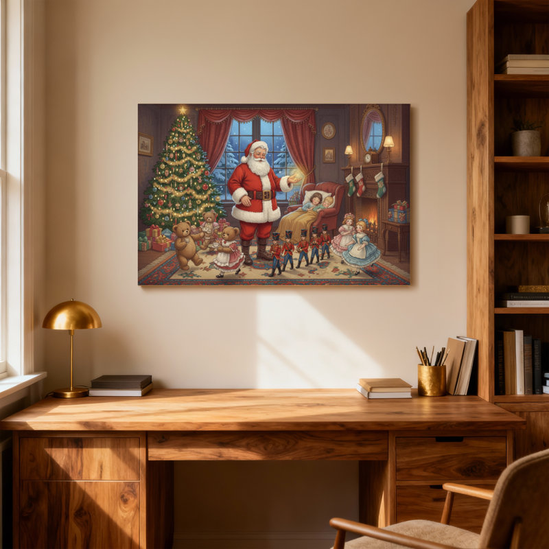 Noël, père Noël, arbre de Noël, jouets, chambre d'enfant, H 16 po x l 24 po