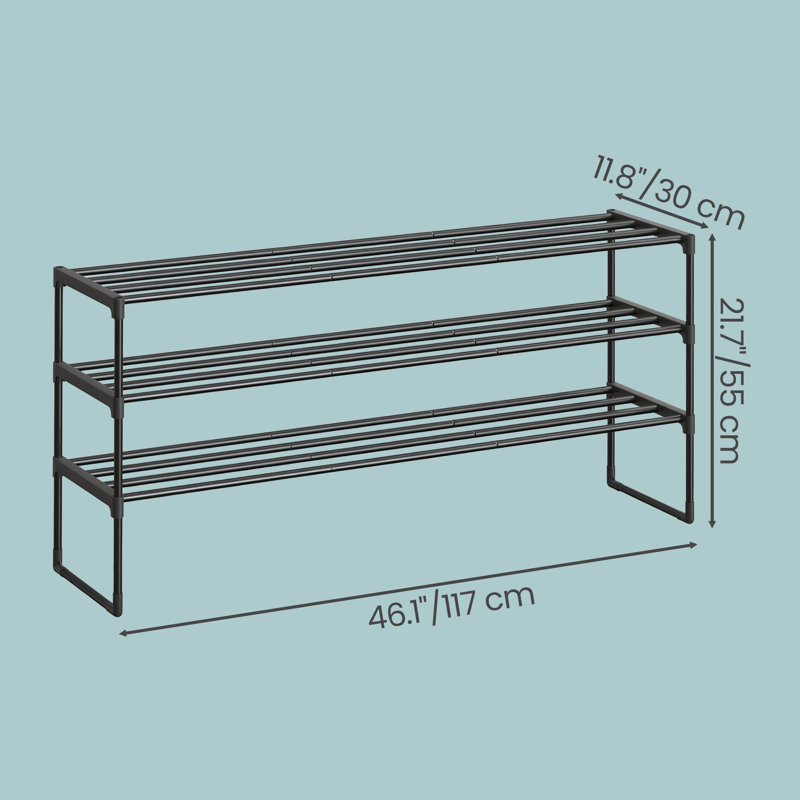 Shoe Rack, Shoe Storage Organizer, Metal Shoe Shelf, Stackable For Closet, Entryway, Bedroom,, 16.9'' H x 7.1'' W x 3.3'' D