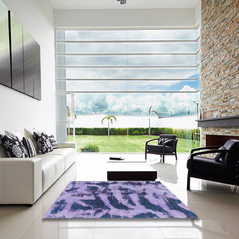Tapis décoratif multicolore à motif abstrait, Carré 7 pi