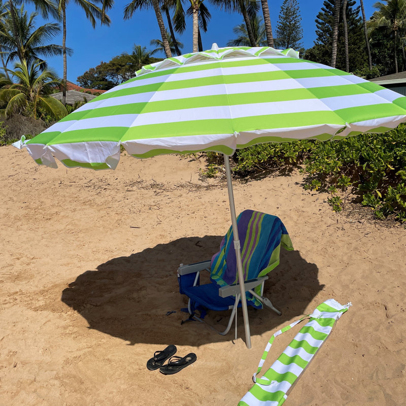 Parasol de luxe 8 'avec sac de transport, Lime / Blanc