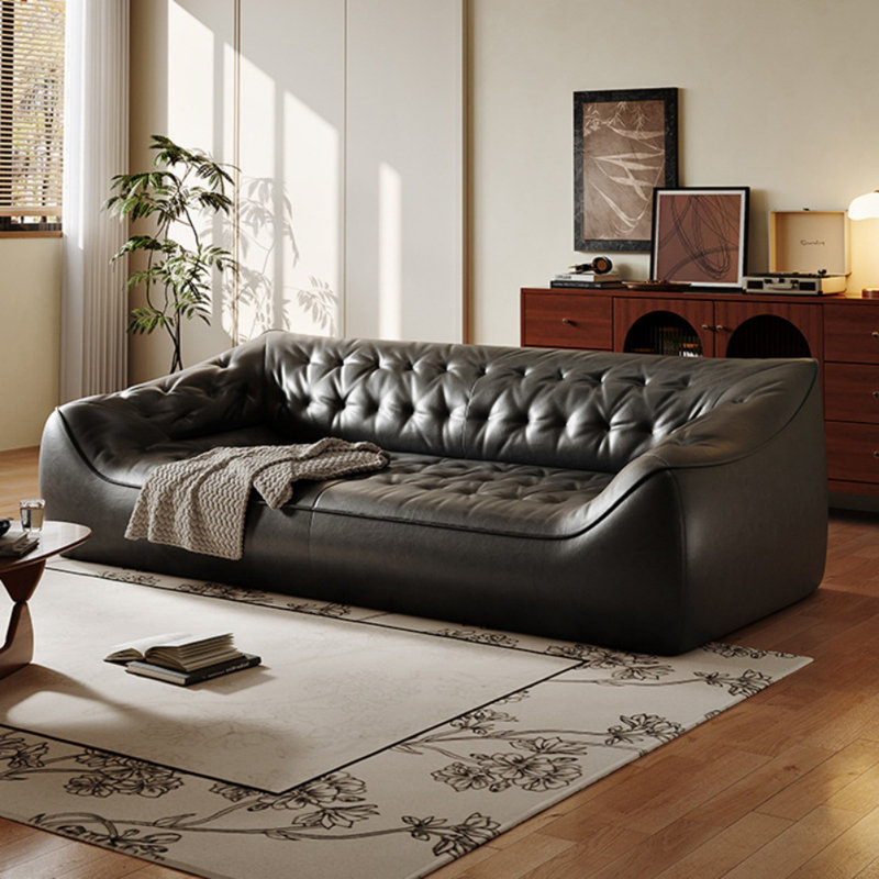 Canapé moderne brun simple, H 25,59 po x l 94,49 po x P 43,31 po, Noir