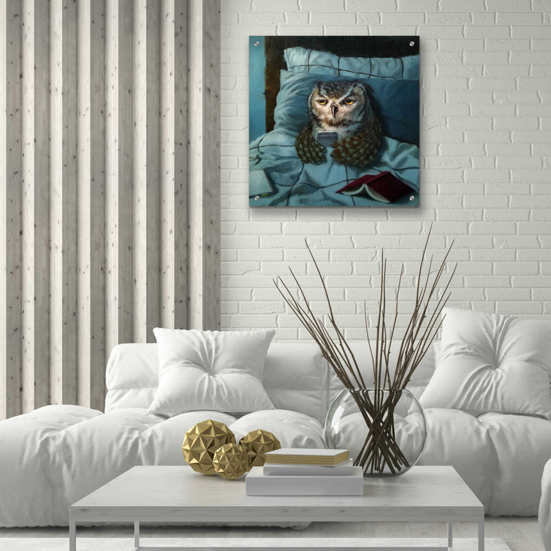 «Night Owl» par Lucia Heffernan, art mural en verre acrylique, H 24 po x l 24 po x P 0,2 po