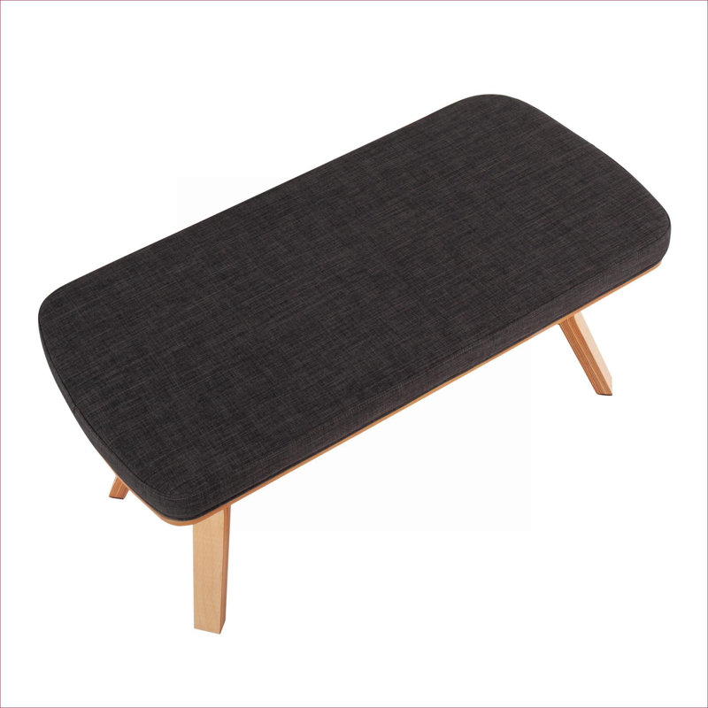 Banc rembourré en tissu de style Mid-Century moderne à 2 places, finition anthracite pour l'entrée, la chambre à coucher et le lit