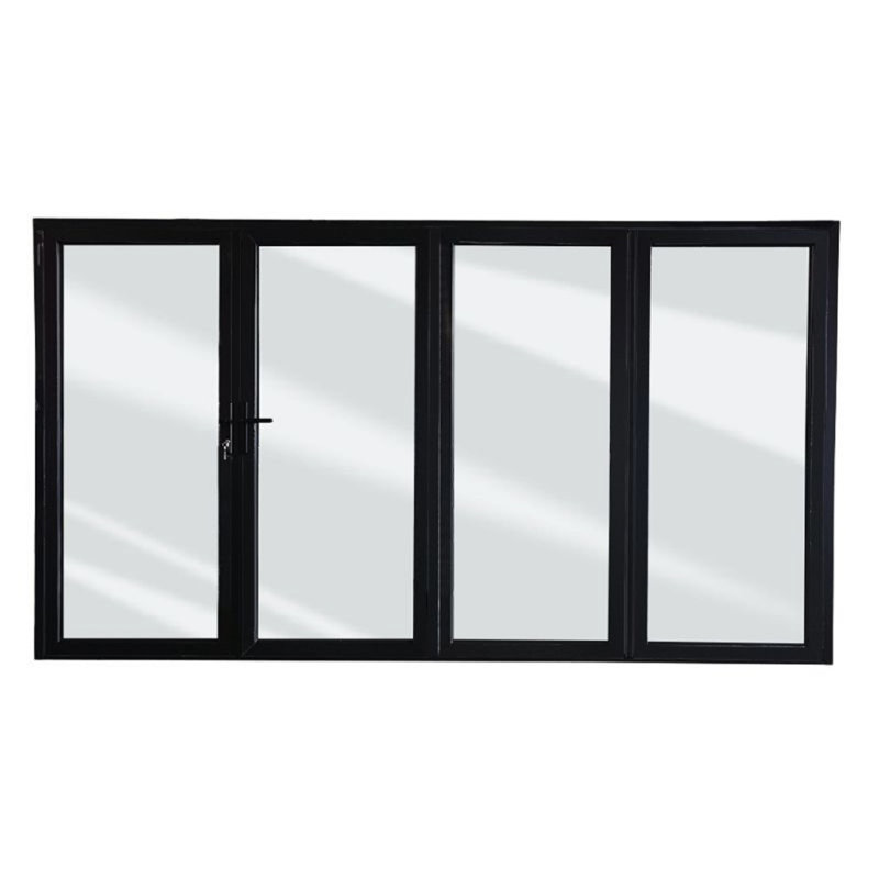 Porte triple pliante 120 po, S'ouvre à droite vers l'extérieur, Noir, H 84 po x l 120 po x P 3 po