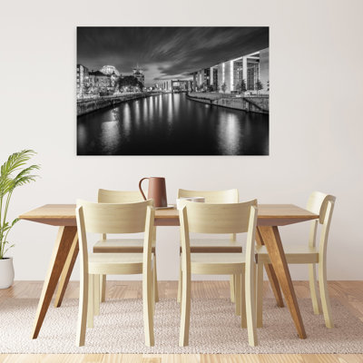 «Berlin Night Reflections Modern Abstract Architecture City», reproduction d'art murale