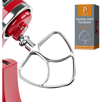 Batteur plat en acier inoxydable compatible avec les robots pâtissiers KitchenAid à tête inclinable de 4,5 à 5 litres, accessoire de rechange idéal pour mélanger les pâtes à biscuits et à gâteaux. Lavable au lave-vaisselle.