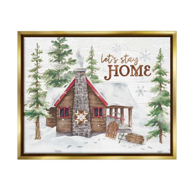«Cozy Winter Cabin Expression» par Courtney Morgenstern sur, Cadre flottant métallique doré, H 25 po x l 31 po