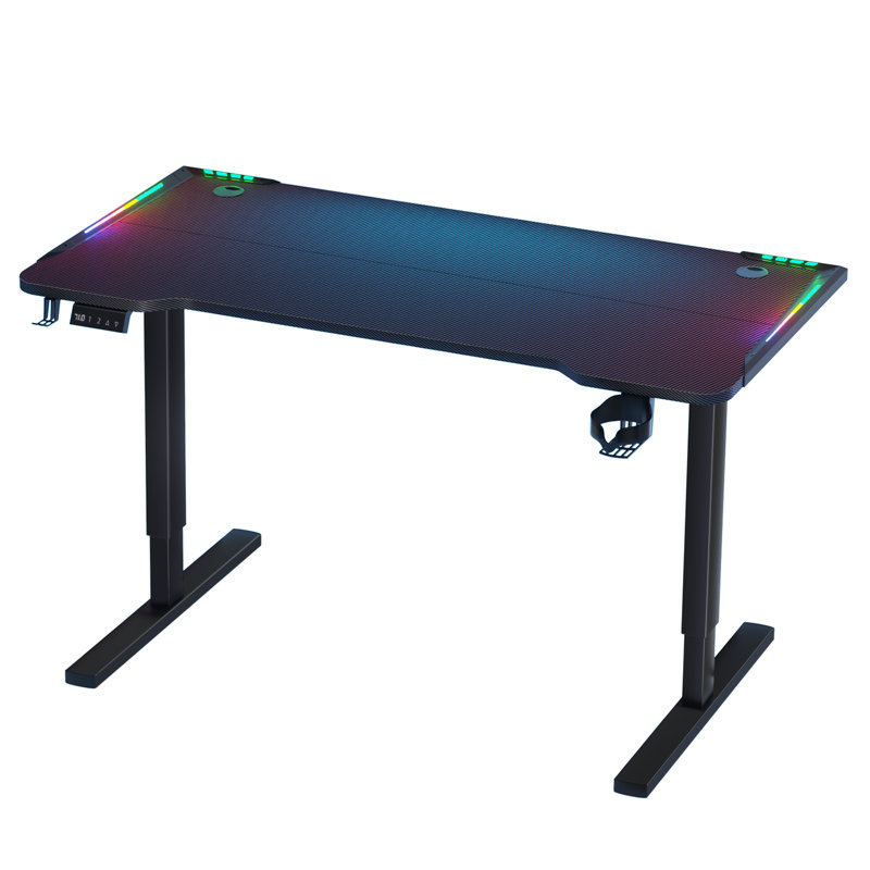 Bureau de jeu 56 po Nedyu, bureau debout électrique à 3 niveaux, table de jeu d'ordinateur ergonomique avec bande lumineuse colorée, bureau de poste de travail réglable en hauteur pour PC, bureau debout pour bureau personnel