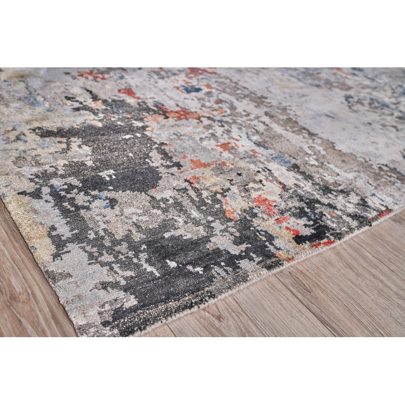 Laureno Hand-Knotted Blue/Gray Area Rug, Rectangle 4' x 6'