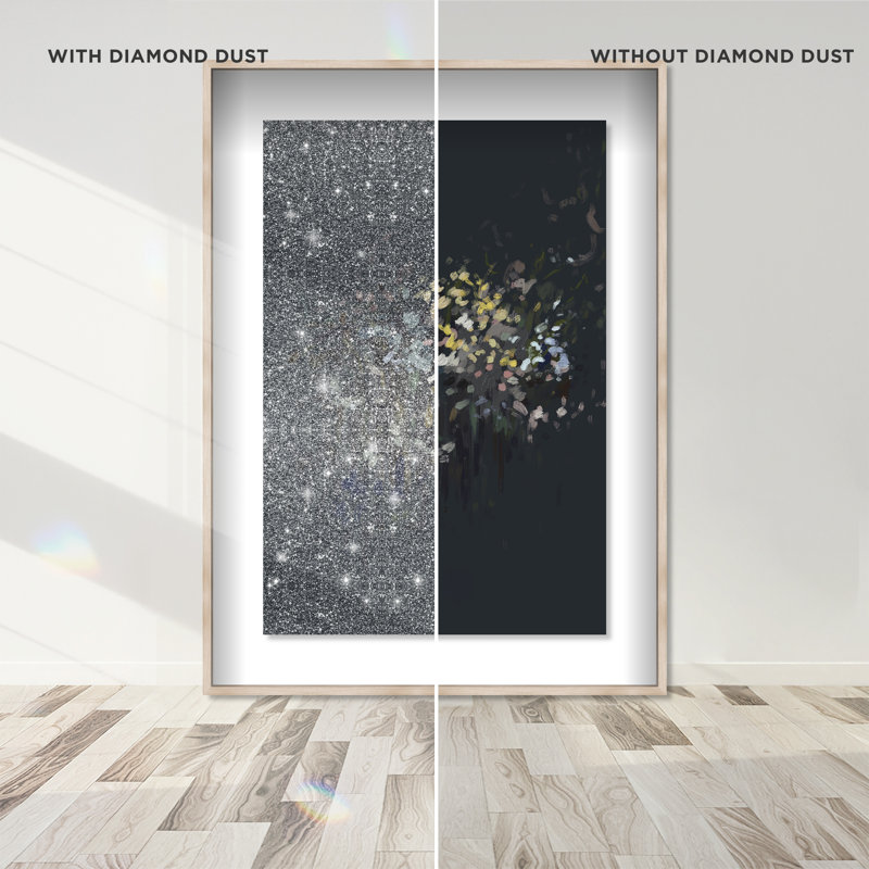 Midnight Flowers Framed Graphic Art, 11.5"H x 16.5"W, Natural Oak Shadowbox