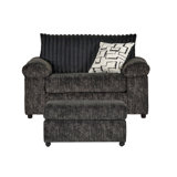 Oliwier Wide Wale Corduroy Cuddle Chair and Ottoman Set, Parchment