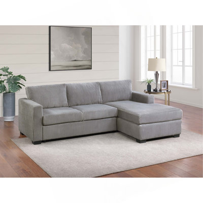 L-Shaped Sectional Sofa 2Pc Square Arms Plastic Legs Right Arm Chaise Left Arm Sofa Light Gray Finish Primary Living Room