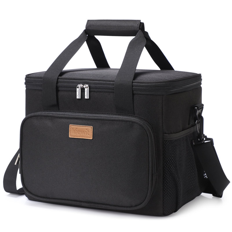 Large Lunch Bag Insulated Lunch Box Soft Cooler Cooling Tote For Adult Men Women, Black, 11.02cm H x 11.02cm W x 13.78cm D