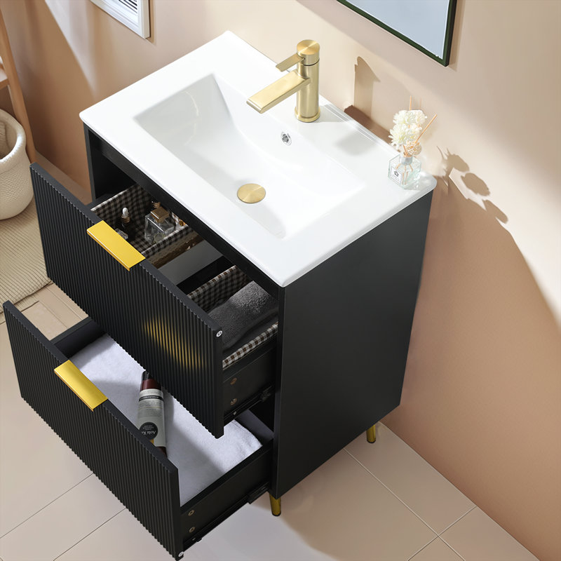 Ensemble de meuble-lavabo simple 24 po noir moderne