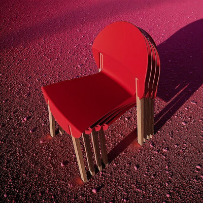 Ensemble de 4 chaises longues de qualité supérieure - Sièges en PP de qualité industrielle avec pieds en chêne massif