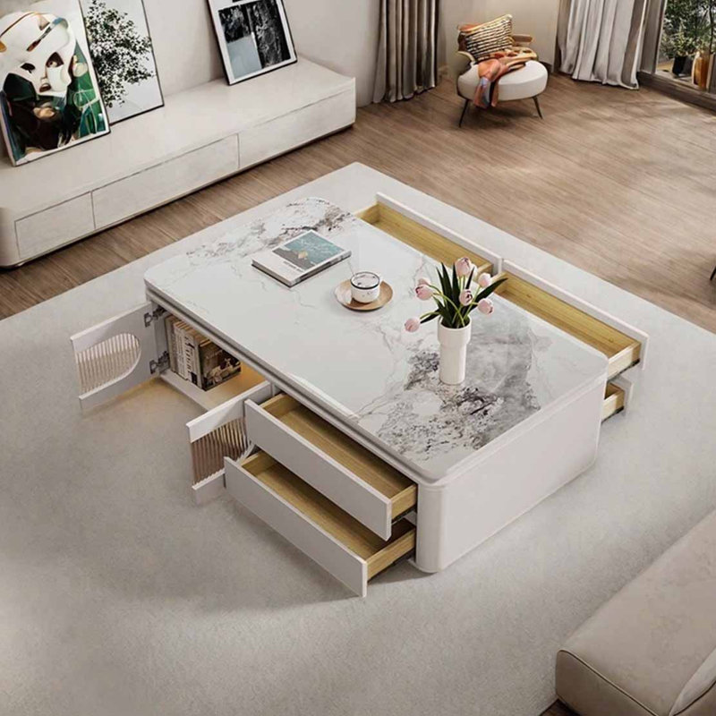 Table basse rectangulaire, Blanc / Gris, H 21,7 po x L 47,2 po x l 25,6 po, Gris clair
