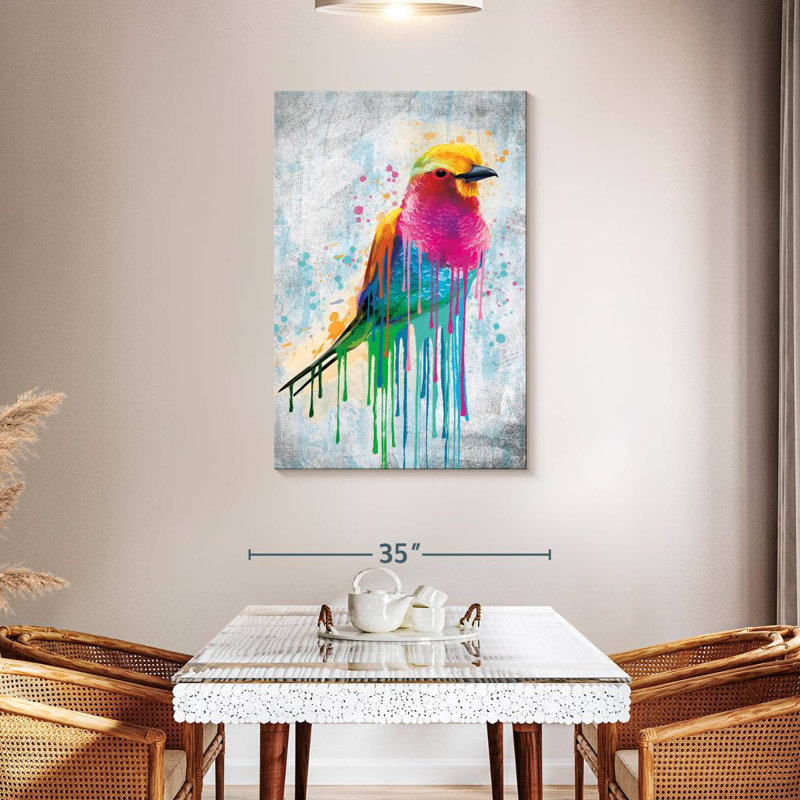 Brampt Lilac-Breasted Roller Paint Drip, 45" H x 30" W