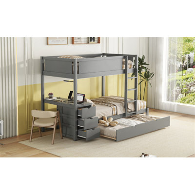 Twin-Over-Twin Bunk Bed With Twin Trundle