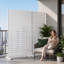 Paravent d'extérieur autoportant à 5 panneaux (hauteur 152 cm), cloison décorative à persiennes en PEHD avec cadre en acier, panneau de clôture résistant aux intempéries pour balcon, jardin et intérieur - Blanc et beige-115640911