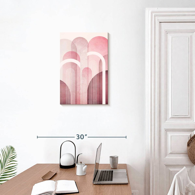 Avery Mid-Century Arches Pink Burgundy I, 24" H x 16" W