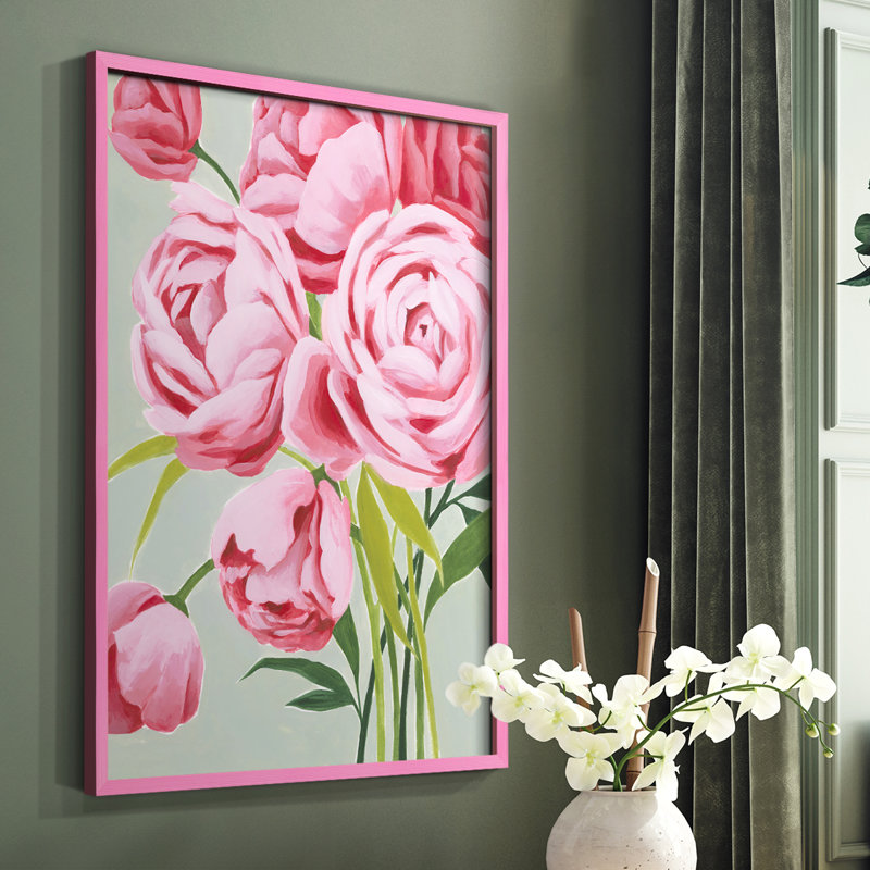 This Year's Peony I, reproduction encadrée - bois massif, H 14 po x l 11 po, Noir
