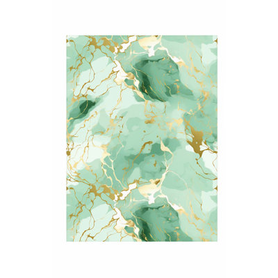 «Abstract Green & Gold Geode Marble Crystals II», reproduction d'art moderne sans cadre