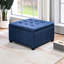 Bleu avec compartiment de rangement. Style rétro pour la décoration intérieure. Matériau doux, intérieur spacieux, charnière de couvercle sécuritaire. Salon. Siège, zone abondante, assemblage sécuritaire