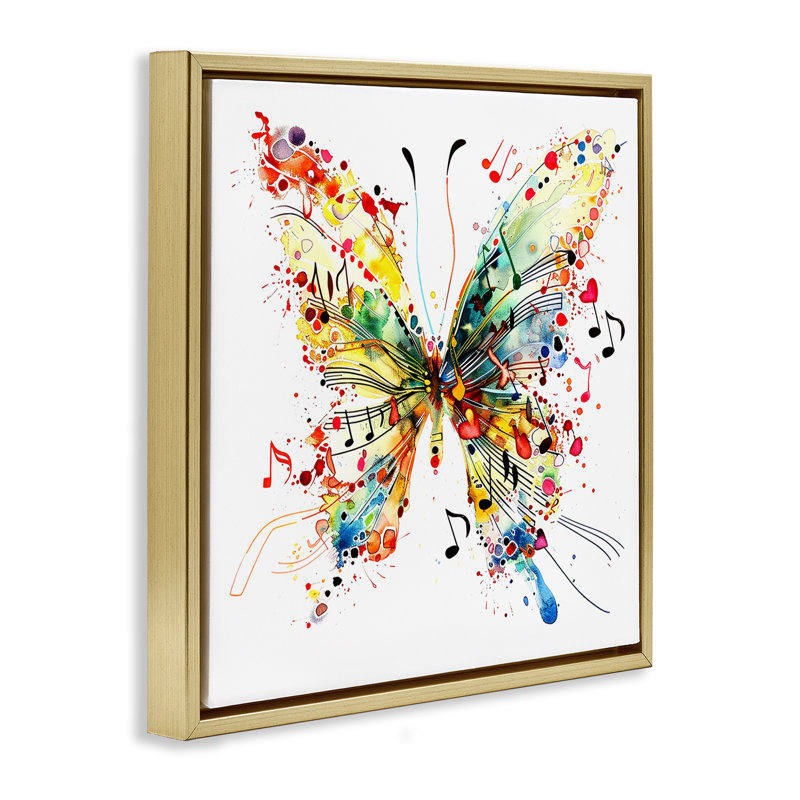  «Musical Song Butterfly» encadrée par Floater, H 18 po x l 18 po, Doré