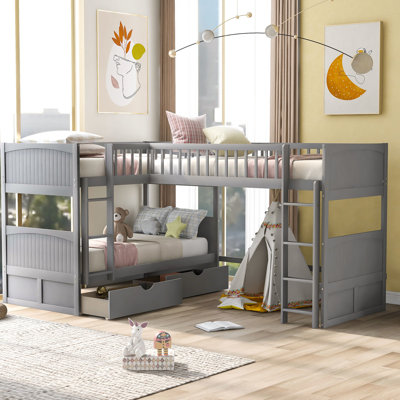 Grey Twin Bunk Bed With Loft And Storage Possibilities - Practical Design Drawers In Maximize Your Room's Potential