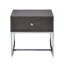 Table de bout avec rangement en chêne gris et chrome