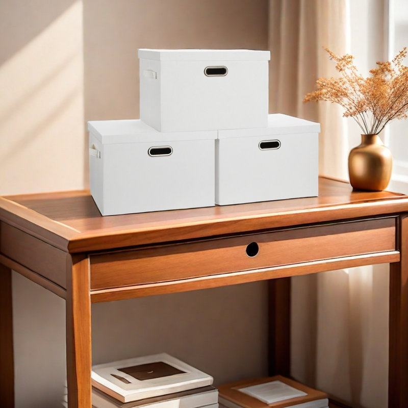Large 17" 36 Quart Collapsible Stackable Storage Bins With Lids, White