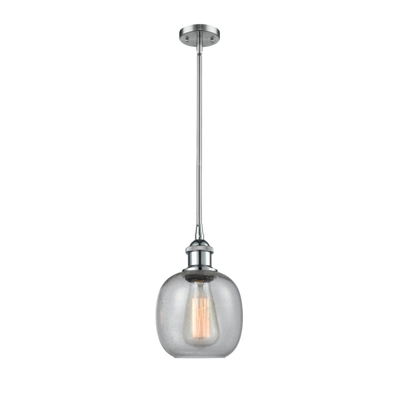 Luminaire suspendu sphérique 1 lumière Carlucci, Chrome poli, Grainé, Ampoule DEL 6 watts Vinage