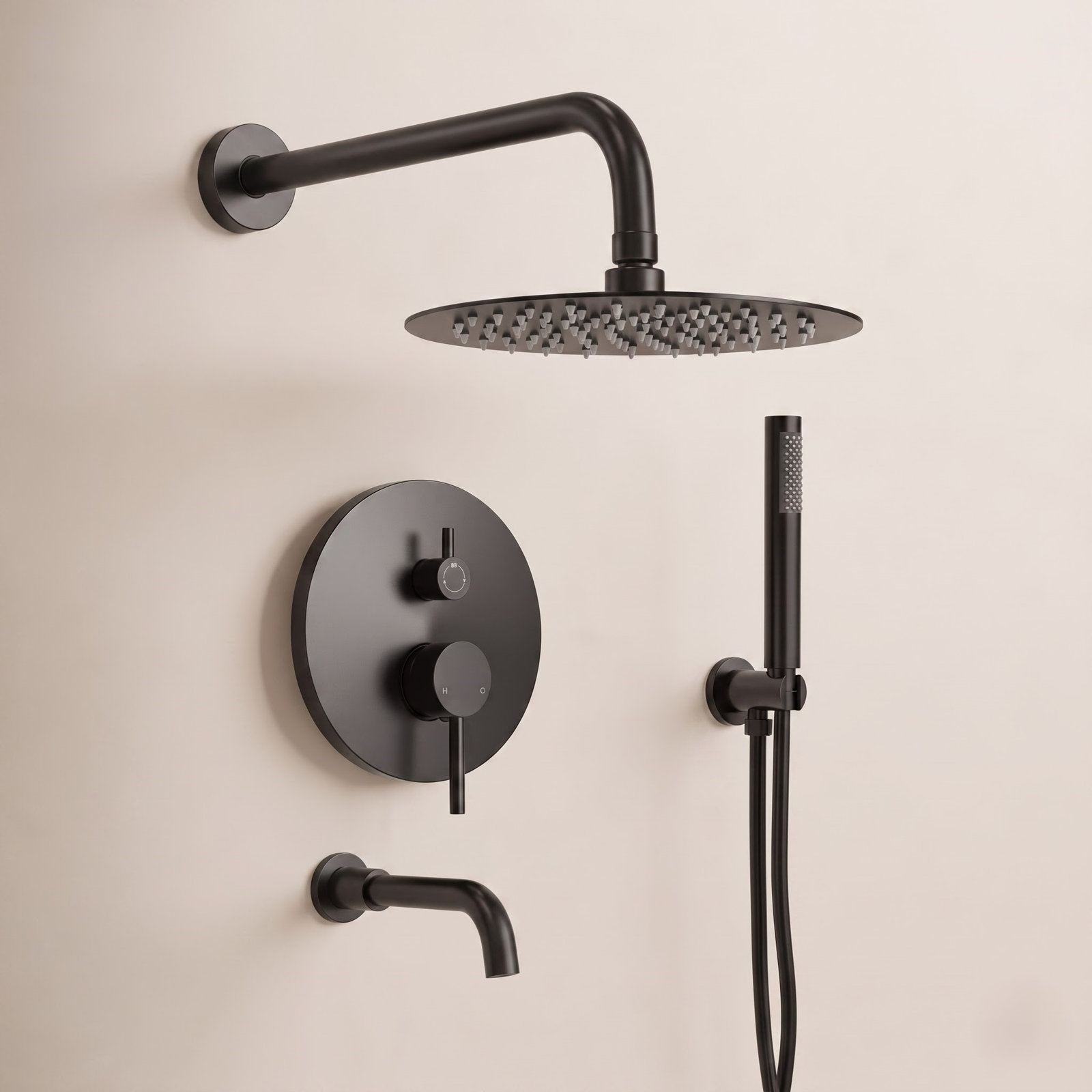 AquaSpa 10" Shower System with Tub Faucet, Matte Black