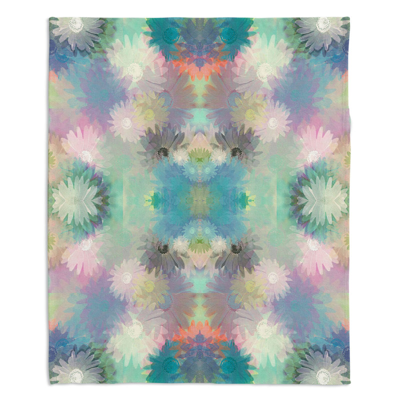 Hand Woven Throw Blanket, 68" W x 80" L, Blue/Pink