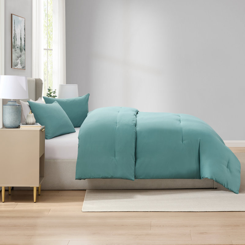  soft microfiber 3 piece comforter set with pillow shams, Sea Foam Blue, Full Comforter + 2 Standard Shams