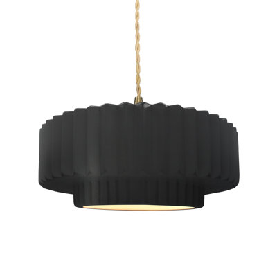 Luminaire suspendu tambour en céramique et en métal 1 lumière Gela