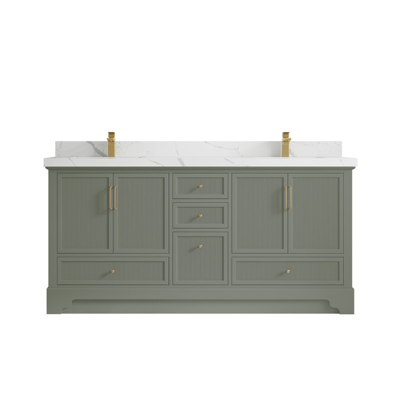Alys 72'' Double Bathroom Vanity Set (Knobs Option), Calacatta Laza
