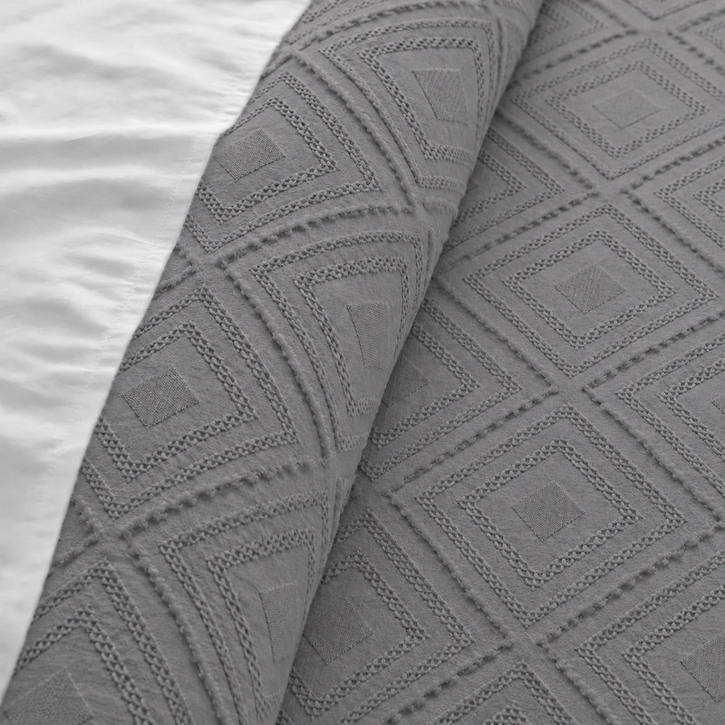  Parure de lit carrée en microfibre prélavée, Housse de couette simple + 1 taie décorative, Gris clair