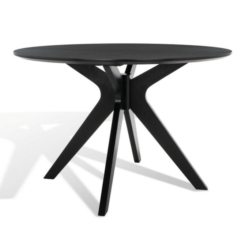 Oak Round Dining Table, Black