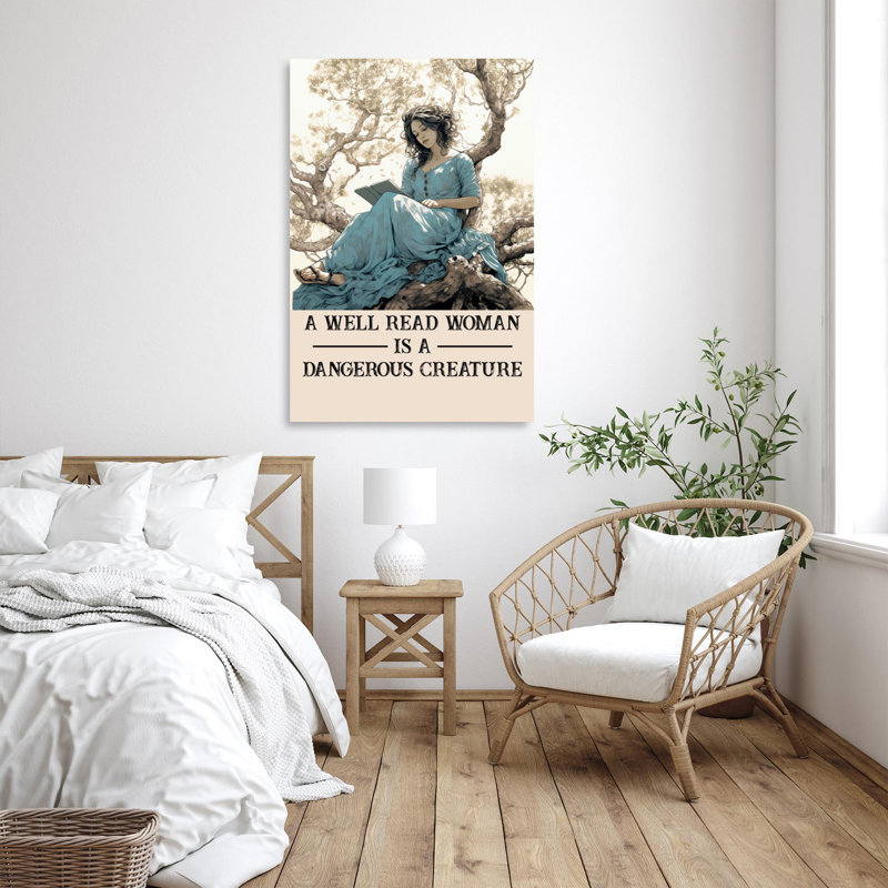 «A Well Read Woman», reproduction d'art rectangulaire sur toile tendue 1 pièce, H 14 po x l 11 po x P 1,25 po