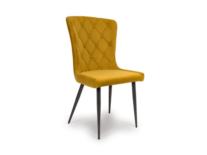 Padmukh 49cm H Tufted Velvet Upholstered Side Chair, Mustard