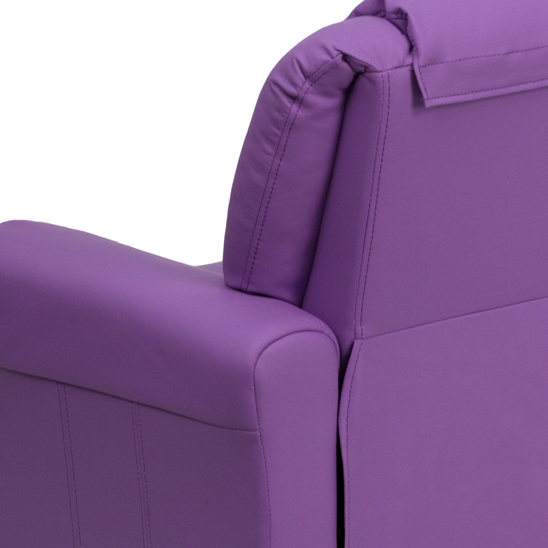 Contemporary Kids Recliner with Cup Holder and Headrest, Lavender