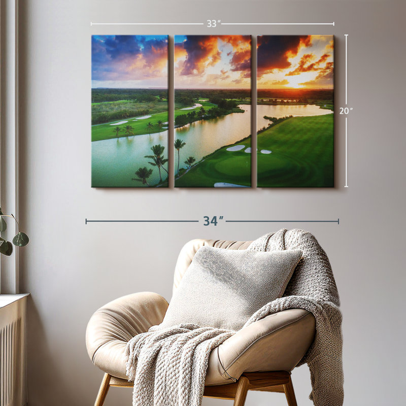 «Golf Course Sunset» sur toile, H 20 po x l 33 po
