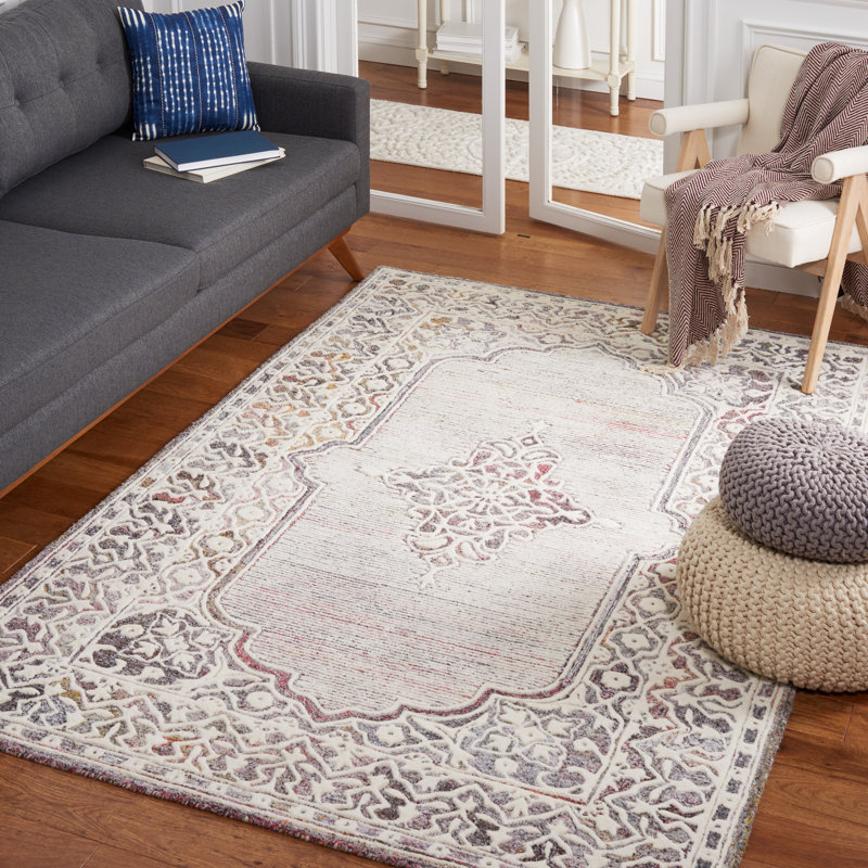 Echol Hand Tufted Wool And Cotton With Latex Oriental Rug, Rectangle 5' x 8'