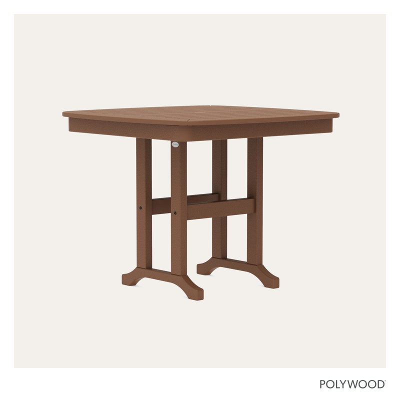 Table de salle à manger POLYWOOD, Teck foncé, H 29 po x L 36,75 po x l 36,75 po