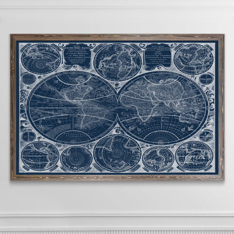 «World Globes Blueprint» par Paul Cezanne - Peinture encadrée, H 32 po x l 44 po x 1,25 po, Espresso Framed Canvas