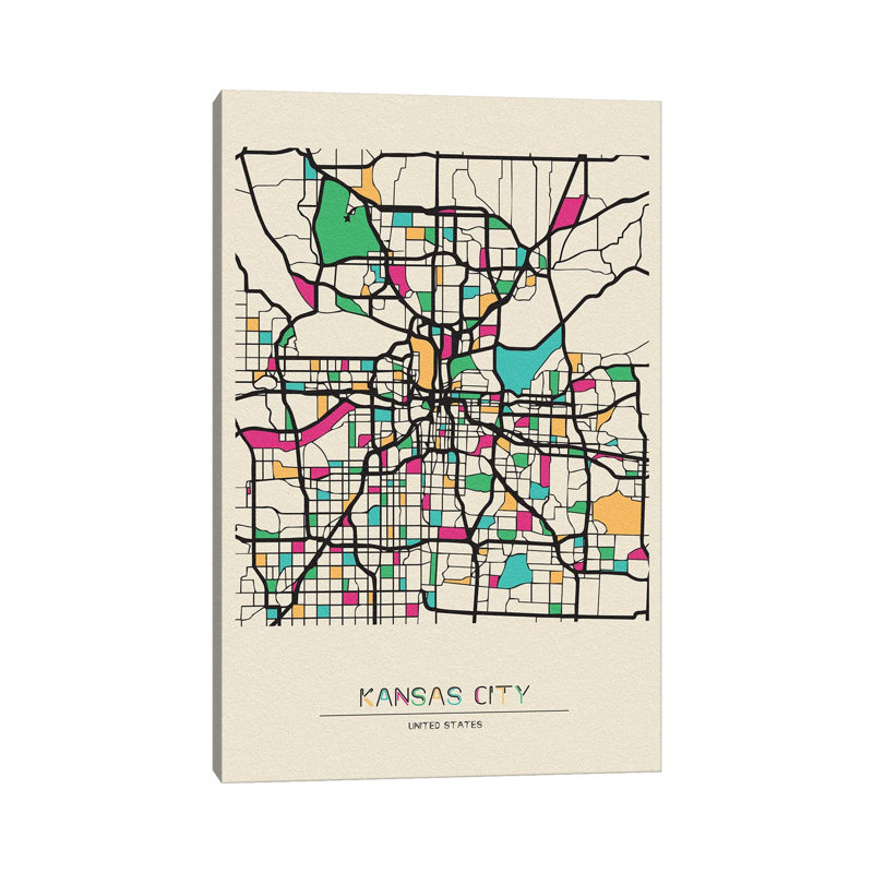 Kansas City, Missouri Map by Ayse Deniz Akerman - Wrapped Canvas Print, 152.5 cm H x 101.5 cm W