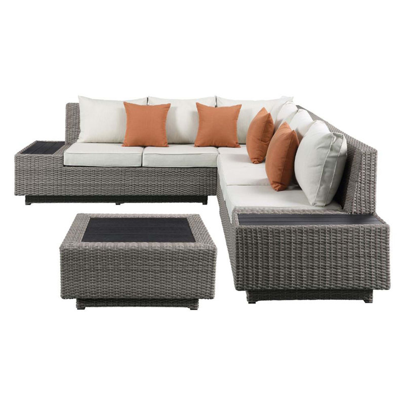 Gardners Premium All-Weather Wicker 8 - Person Patio Conversation Set with Cushions